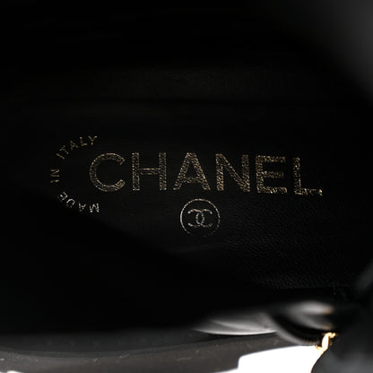 Chanel Crumpled Calfskin Patent Cap Toe Lace Up Combat Boots 41.5 Black 6 of 8