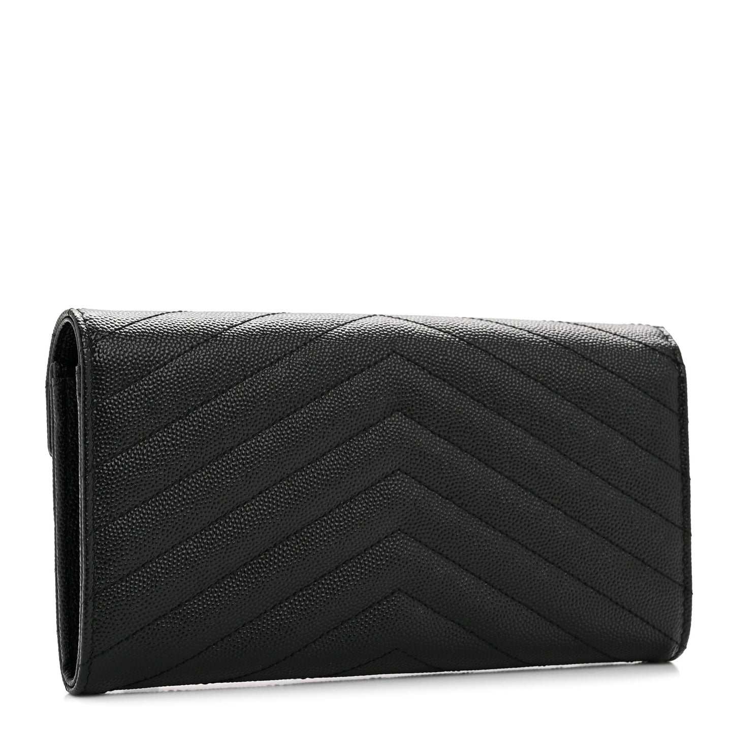 Grain De Poudre Matelasse Chevron Monogram Flap Wallet Black