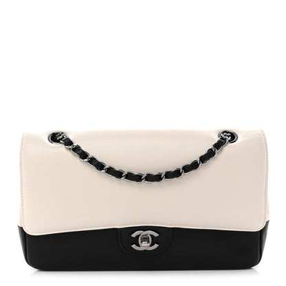 Chanel Calfskin Duo Medium Double Flap  White Black 1 of 13