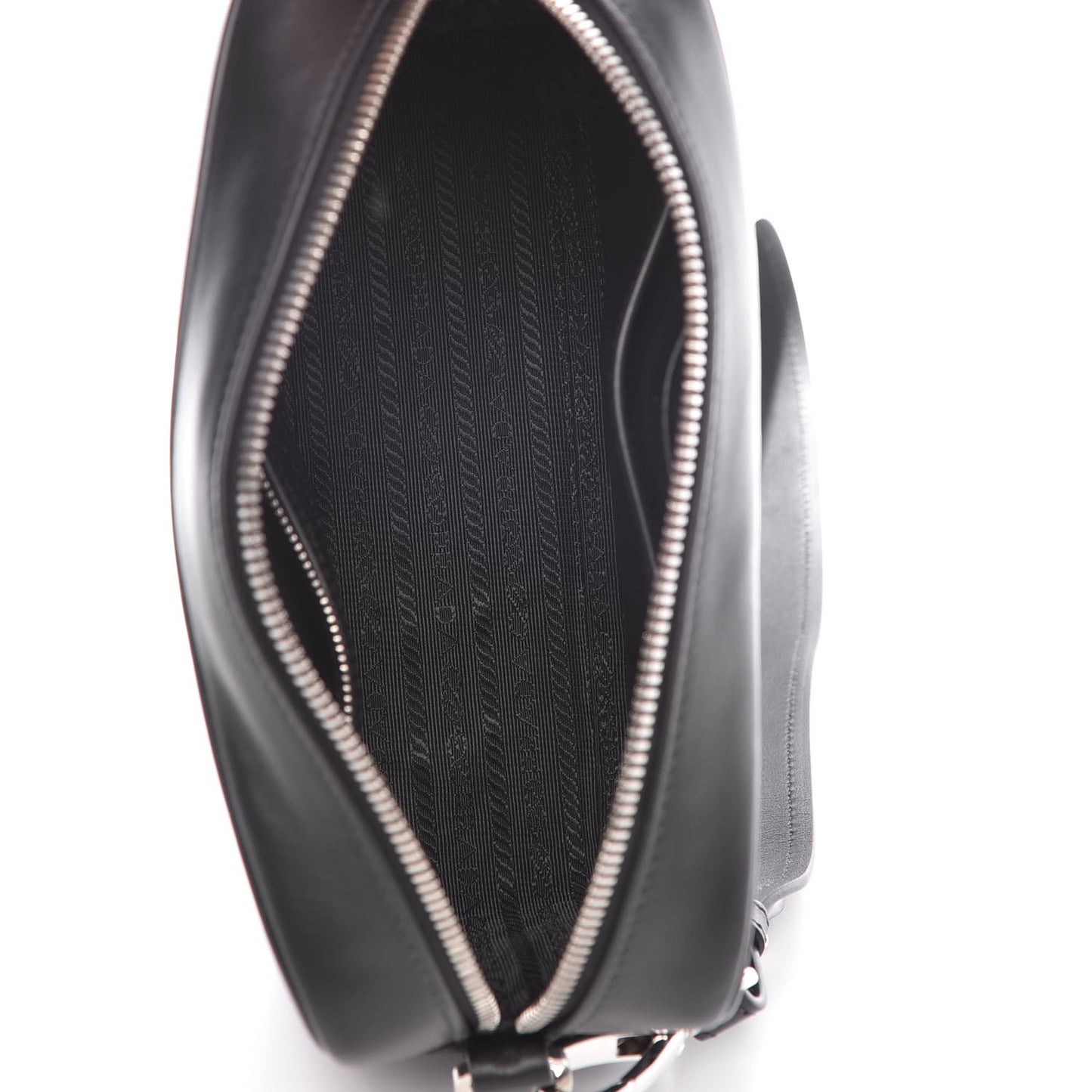 City Calfskin Racing Logo Camera Bag Black Fuxia
