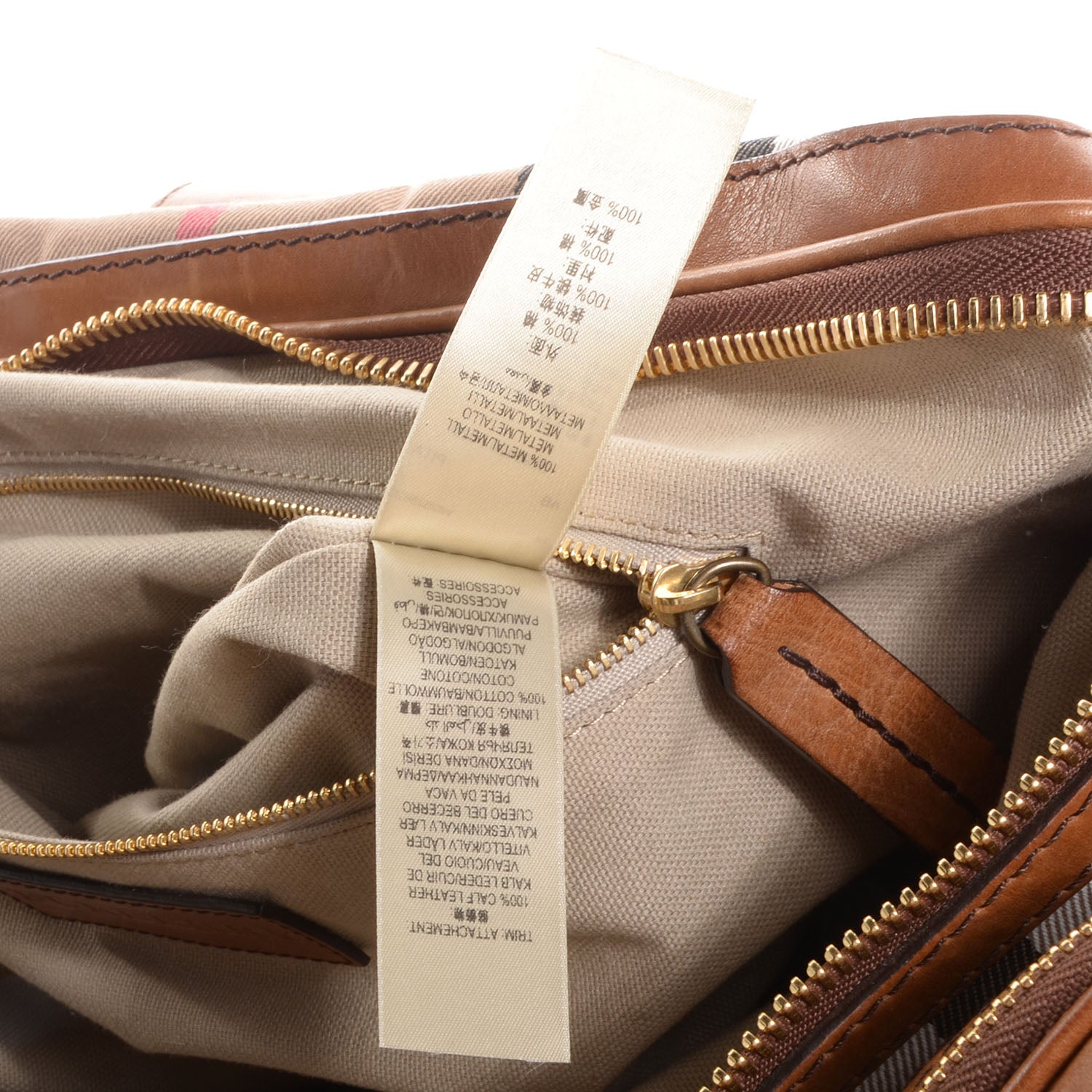 Burberry Vintage Leather House Check Tote Saddle Brown 8 of 12