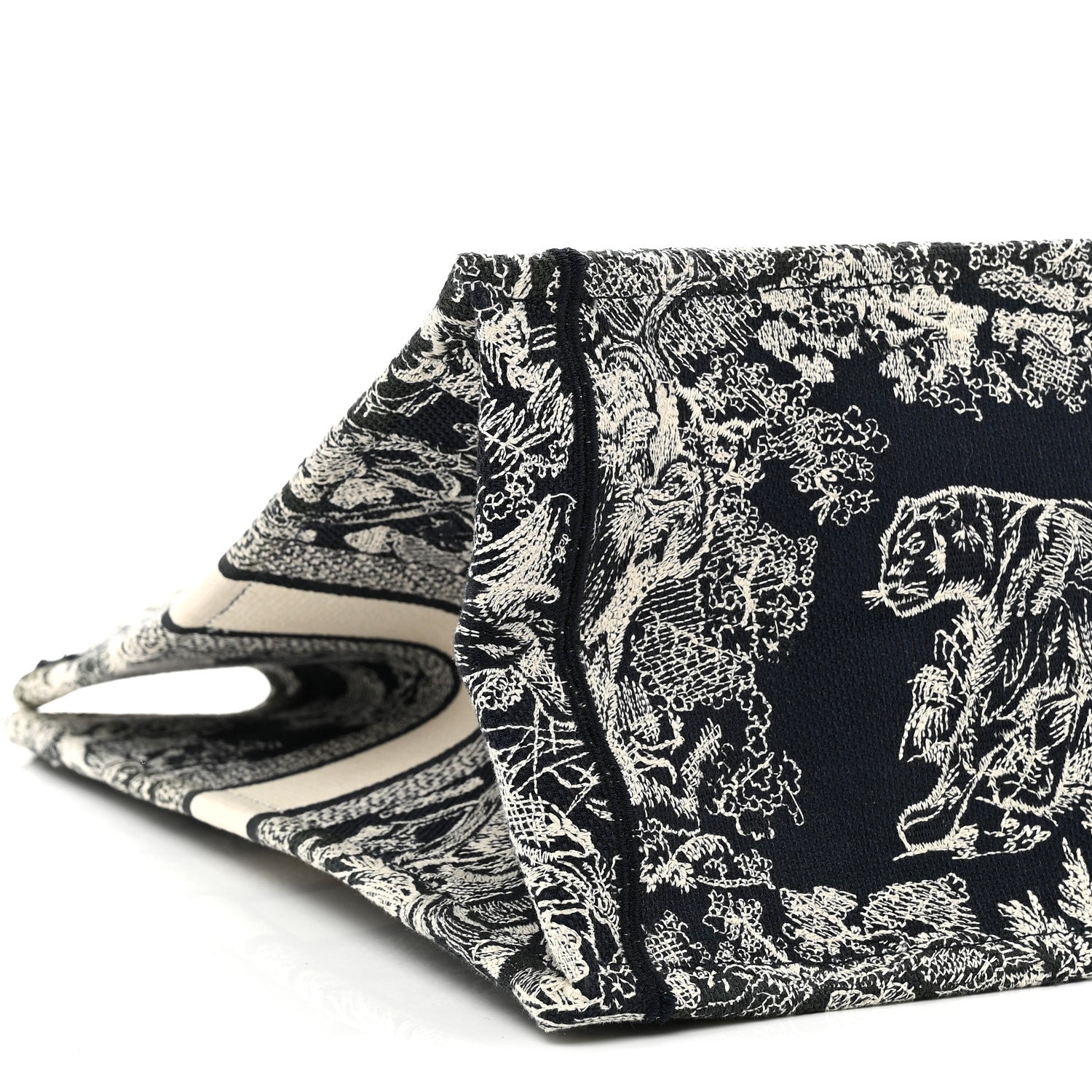 Christian Dior Canvas Embroidered Large Toile De Jouy Reverse Book Tote Blue 9 of 10