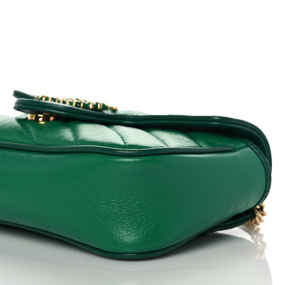 Gucci Azalea Calfskin Enamel Matelasse Diagonal Super Mini Torchon GG Marmont Shoulder Bag New Shamarock Emerald 10 of 11