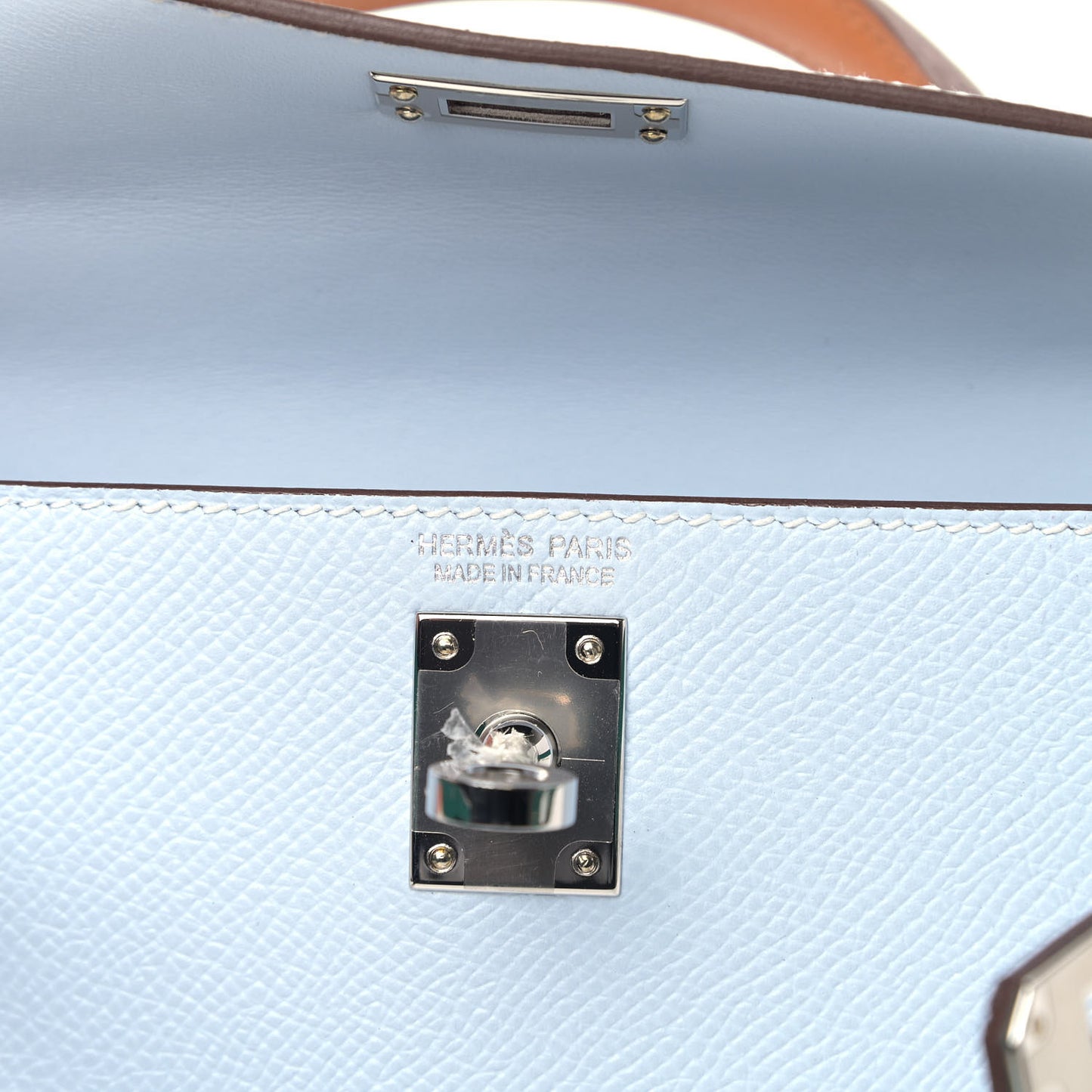 Epsom Mini Kelly Sellier 20 Bleu Brume Vert Jade Gold