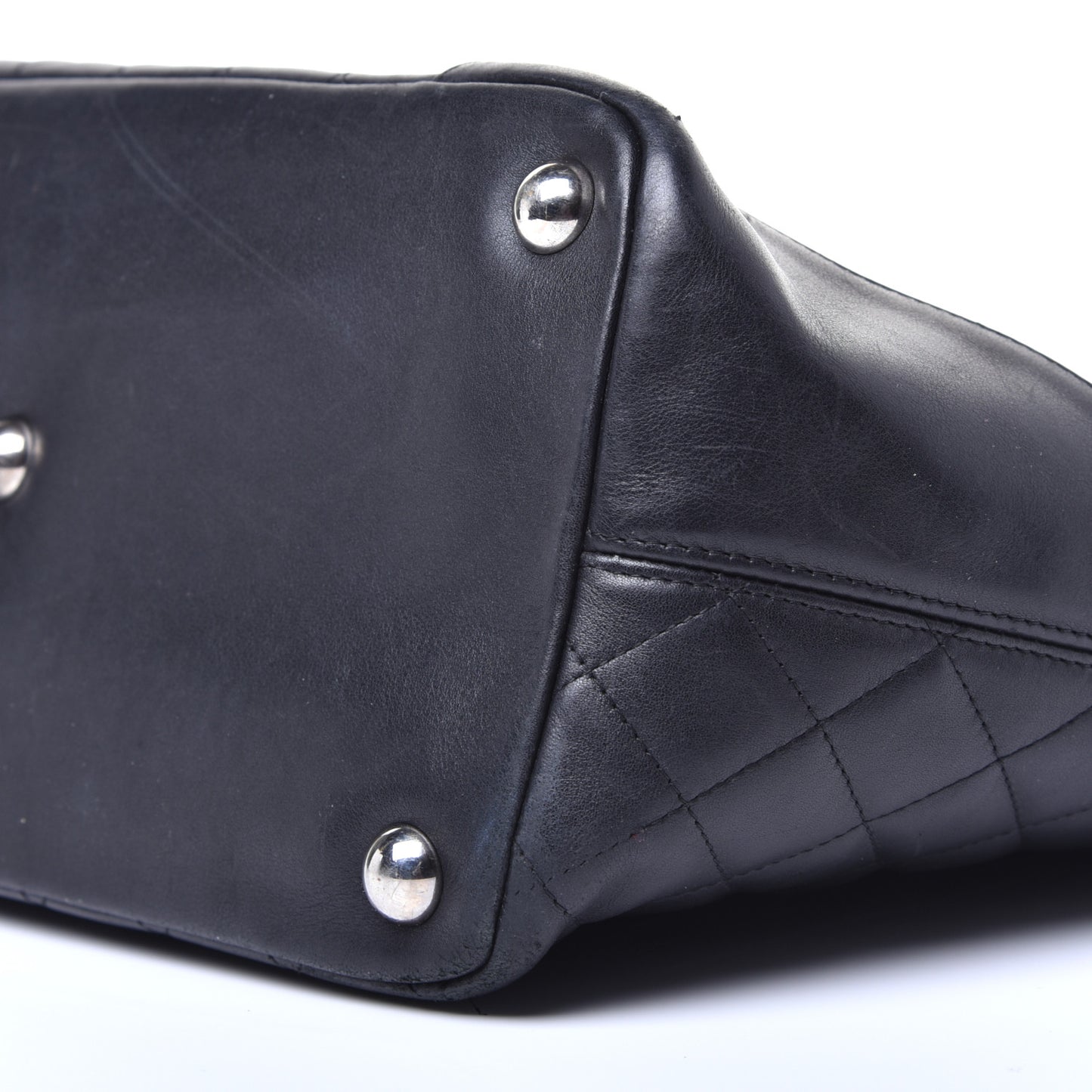 Calfskin Quilted Large Cambon Tote Black