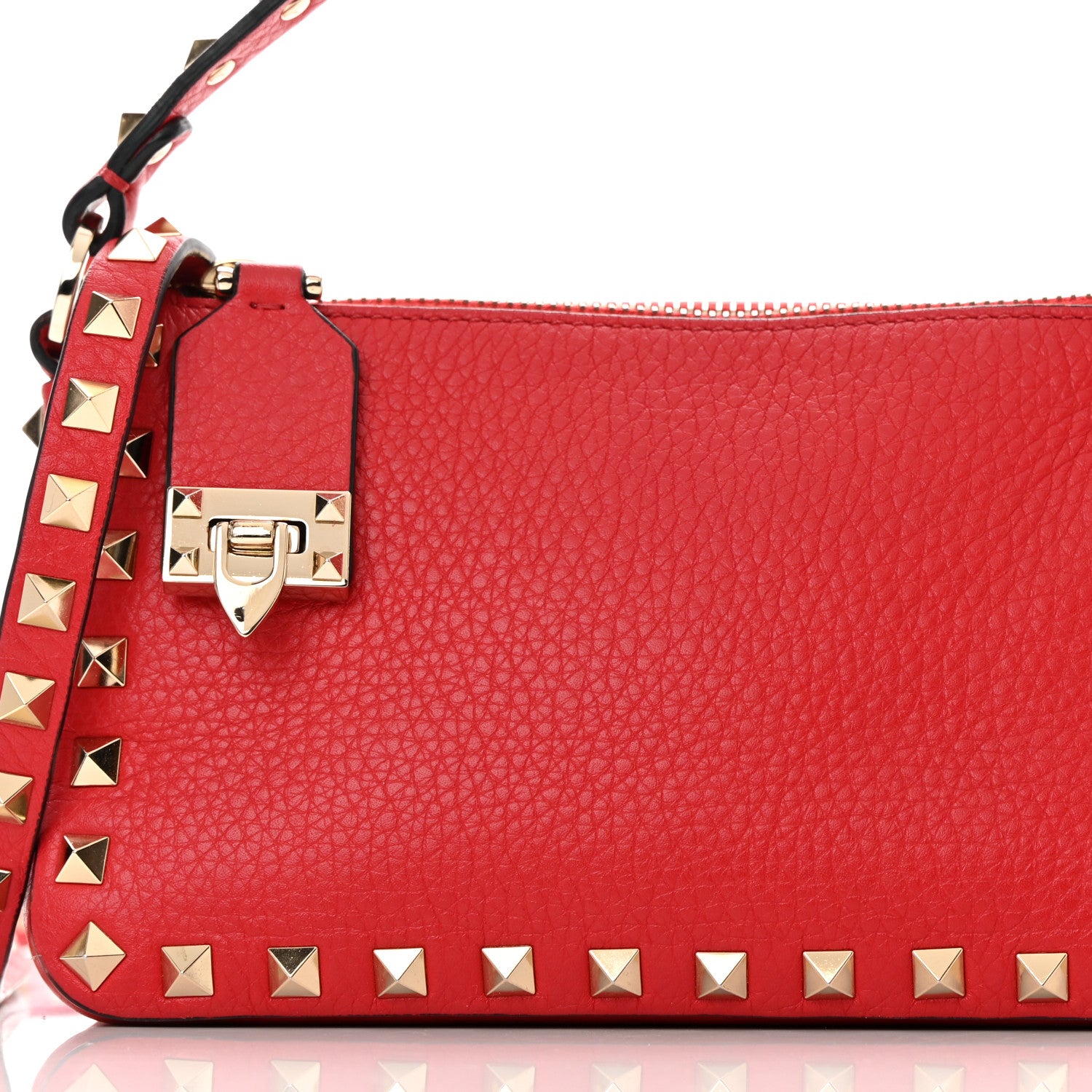 Valentino Garavani Pebbled Calfskin Small Rockstud Flip Lock Shoulder Bag Rouge Pur 7 of 13