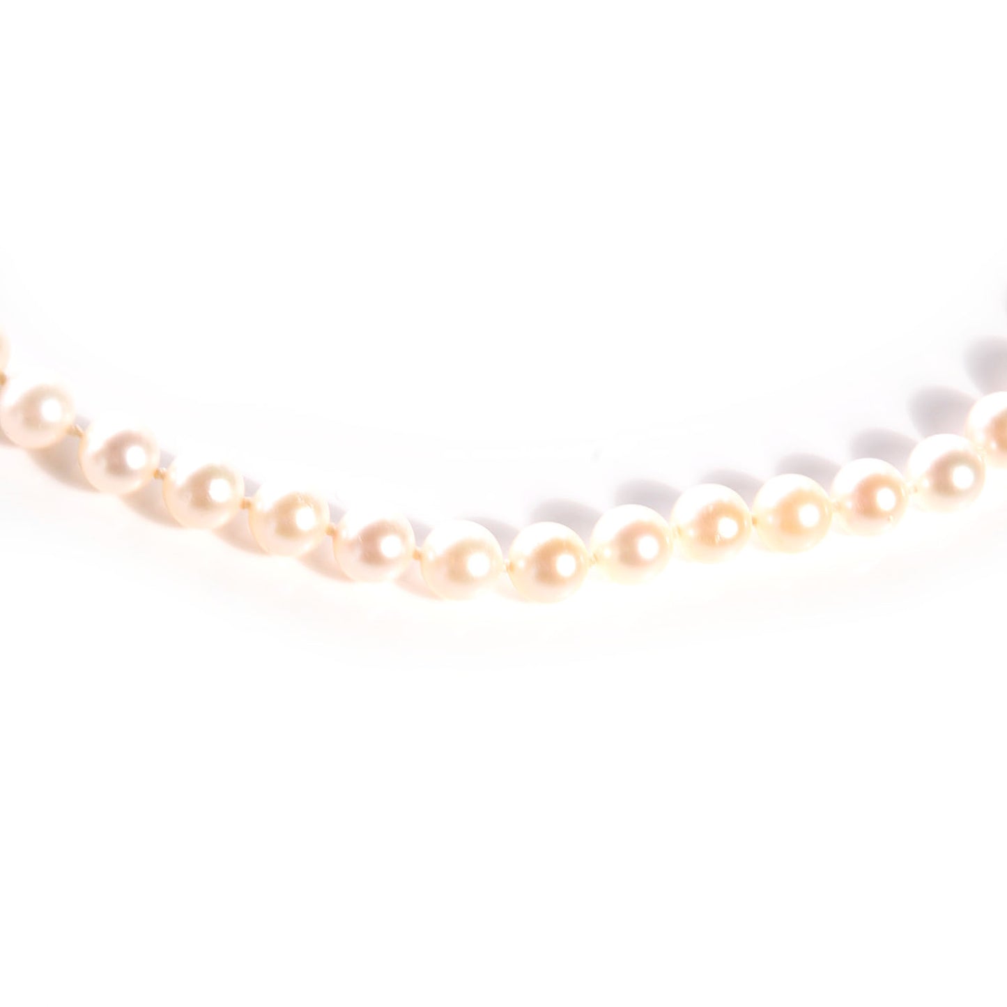 18k White Gold Cultured Akoya 6.5mm Pearl Strand Necklace 16