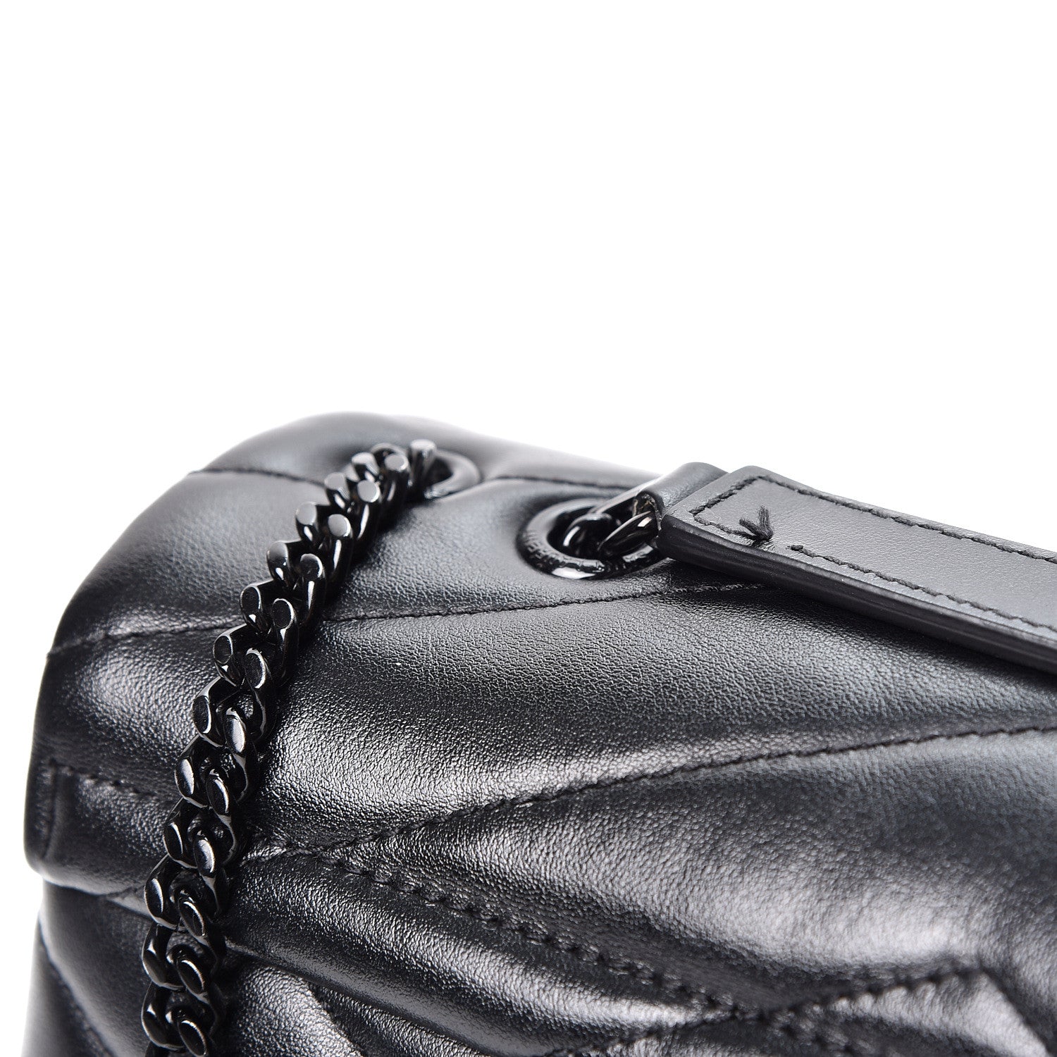 Saint Laurent Calfskin Y Quilted Monogram Small Loulou Chain Satchel Black 8 of 10