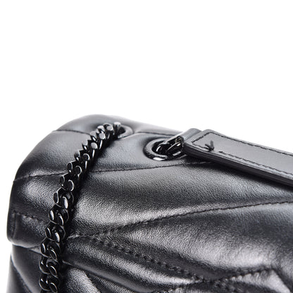 Saint Laurent Calfskin Y Quilted Monogram Small Loulou Chain Satchel Black 8 of 10