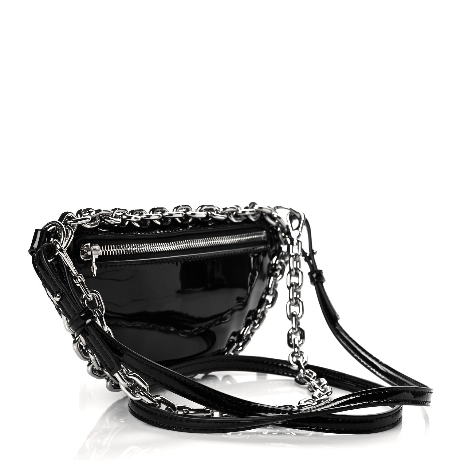 Alexander Wang Patent Tweed Chain Embellished Attica Belt Bag Black 3 of 9