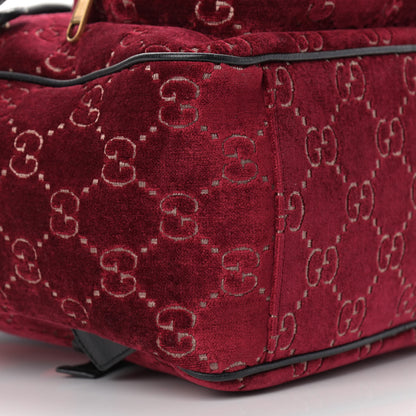 Gucci Velvet GG Monogram Textured Calfskin Web Small Double Buckle Backpack Red Cipria Black 8 of 9