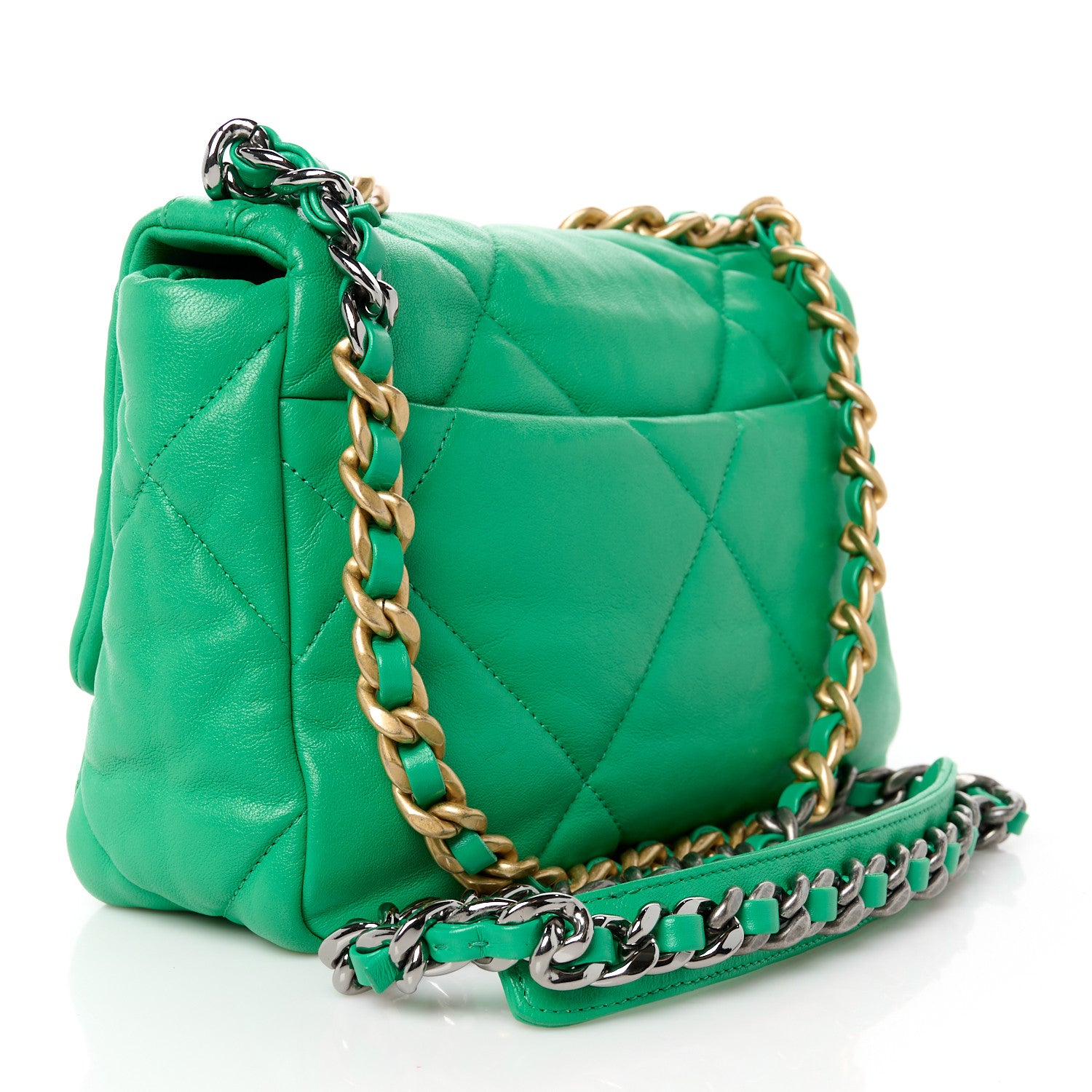 Chanel Lambskin Quilted Medium Chanel 19 Flap Green 3 of 10