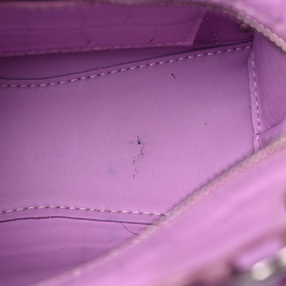 Balenciaga Calfskin Crocodile Embossed Neo Classic Silver Hardware Nano City Crossbody Lilac 8 of 14