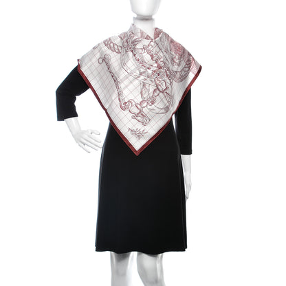 Hermes Silk Della Cavalleria Finesse Scarf 90 Bordeaux Blanc 2 of 6