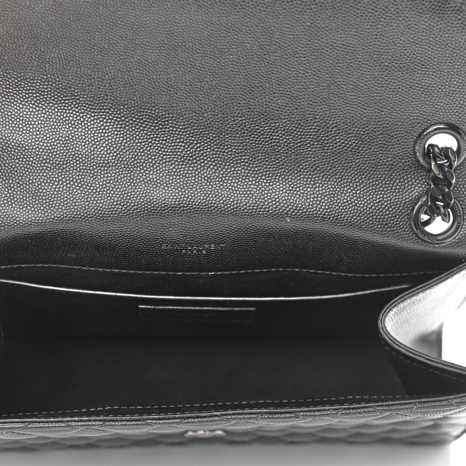 Saint Laurent Grain De Poudre Textured Mixed Matelasse Triquilt Medium Monogram Satchel Black 4 of 11