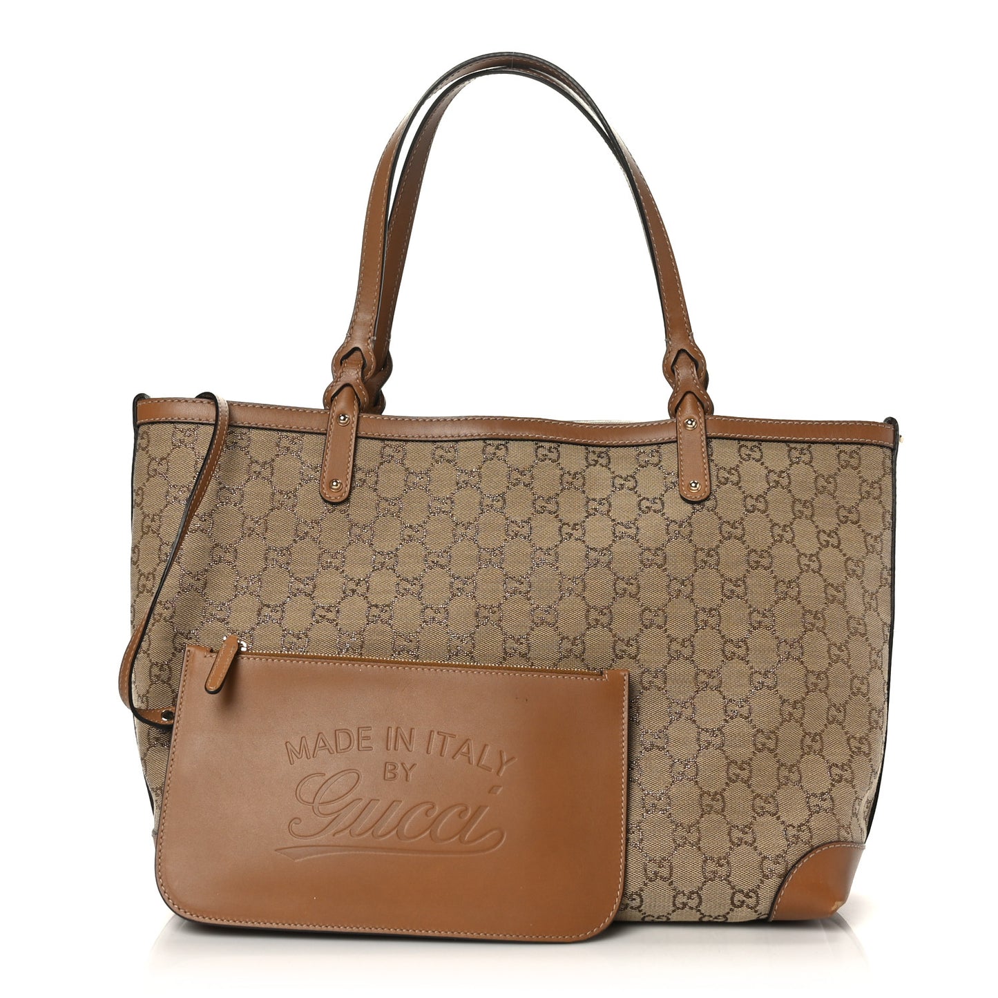Metallic Monogram Medium Craft Tote Brown