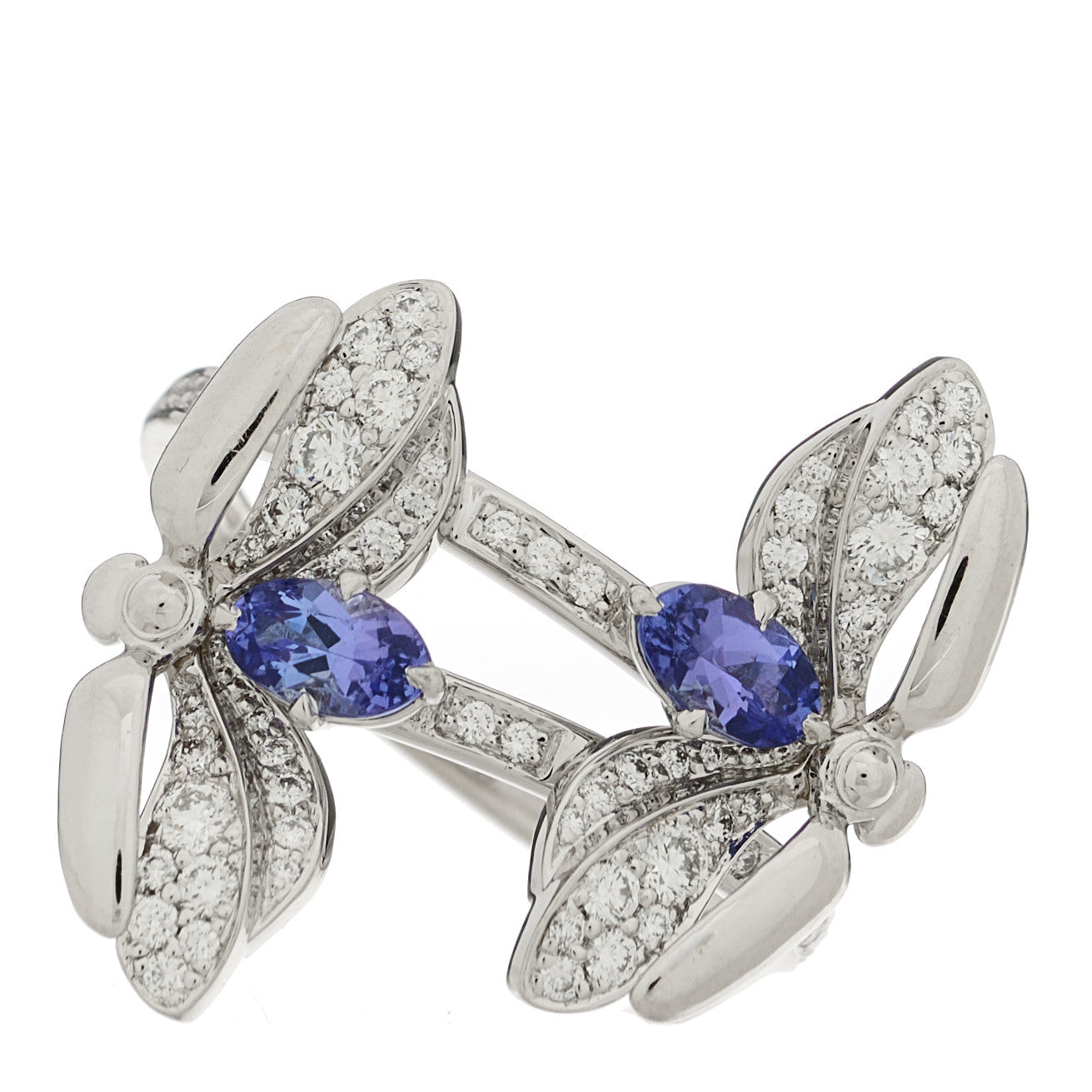 Tiffany Platinum Diamond Tanzanite Paper Flowers Double Firefly Ring 52 6 1 of 4