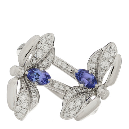 Tiffany Platinum Diamond Tanzanite Paper Flowers Double Firefly Ring 52 6 1 of 4