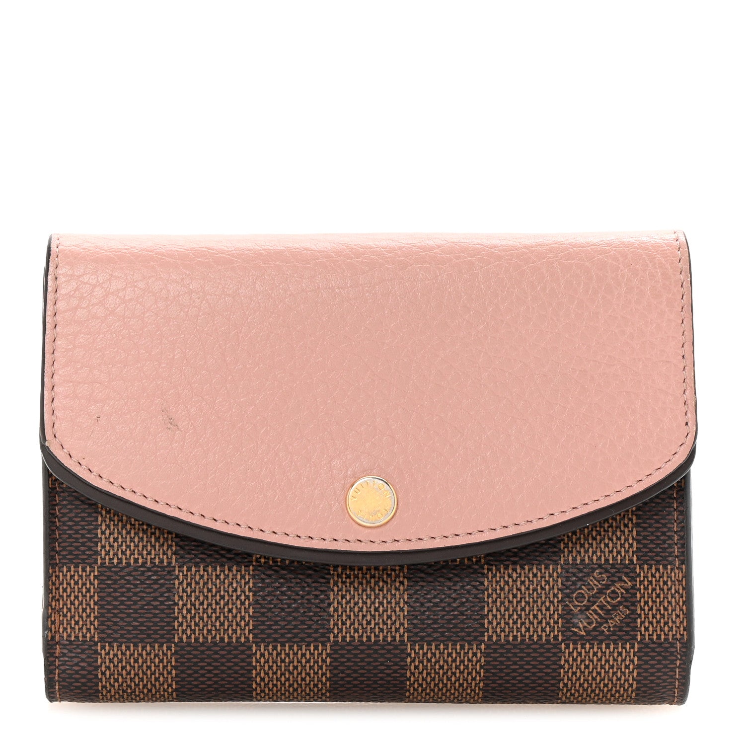 Louis Vuitton Damier Ebene Normandy Compact Wallet Rose Ballerine 1 of 6