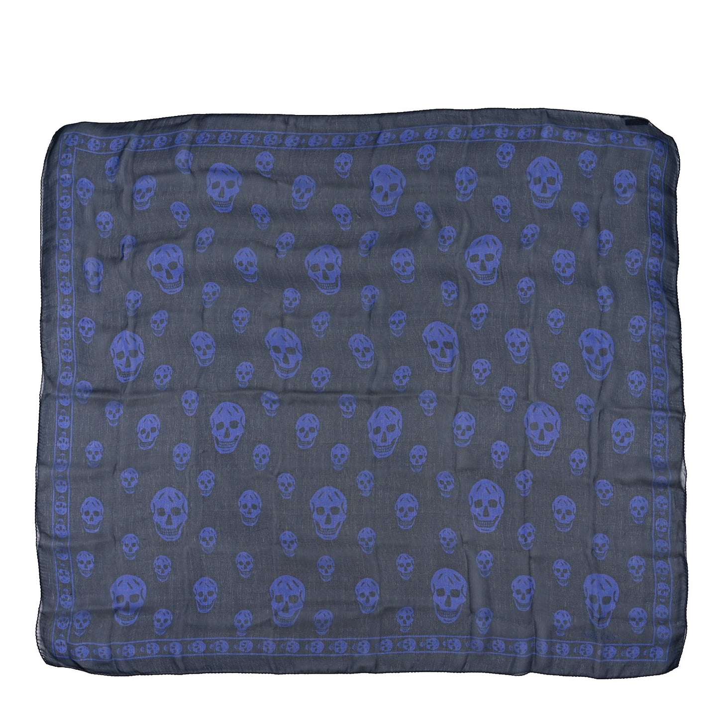 Silk Chiffon Skull Scarf Black Blue