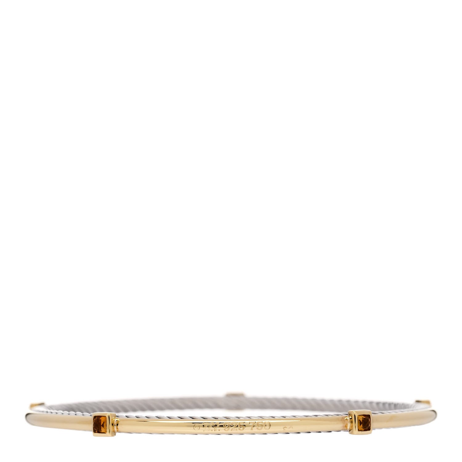 David Yurman Sterling Silver 18K Yellow Gold Citrine Confetti Bangle Bracelet 2 of 3