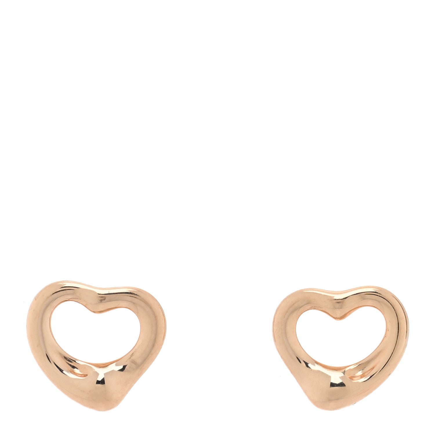 Tiffany 18K Rose Gold 11mm Elsa Peretti Open Heart Earrings 1 of 5