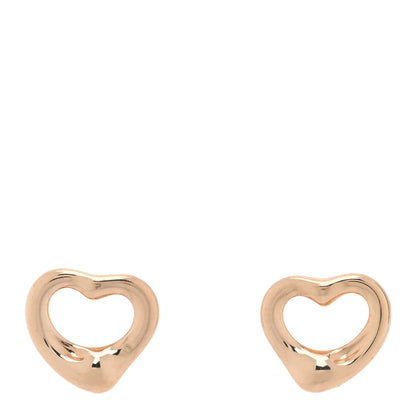 Tiffany 18K Rose Gold 11mm Elsa Peretti Open Heart Earrings 1 of 5