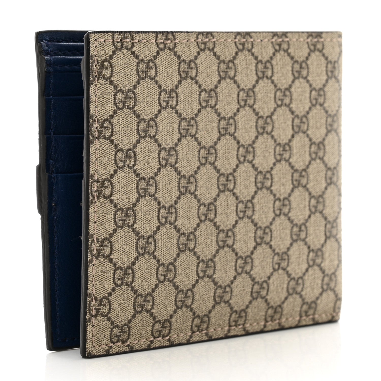 Gucci Monogram GG Supreme Bi-Fold Wallet Blue 3 of 7