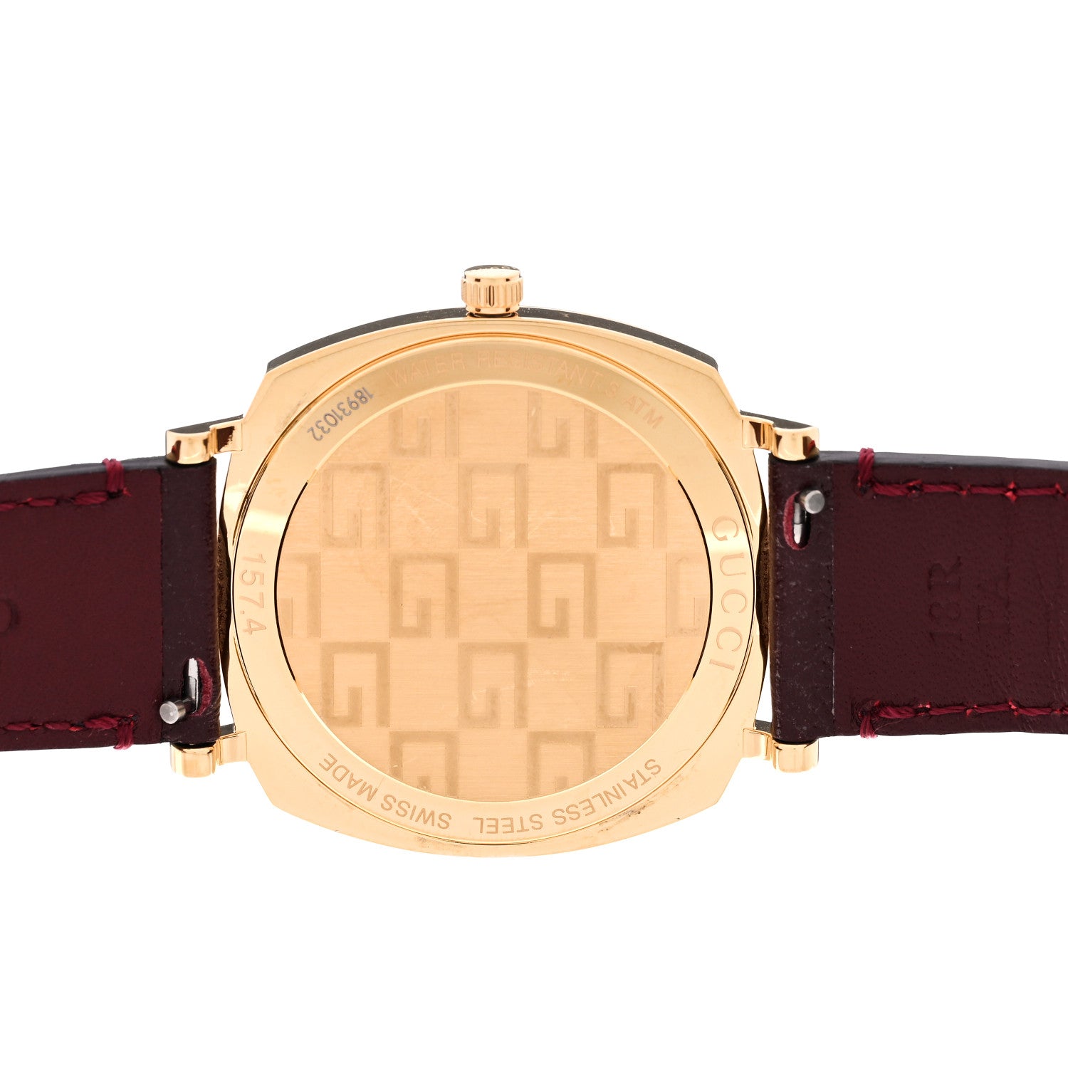 Gucci Stainless Steel Alligator 35mm Grip Quartz Watch Burgundy