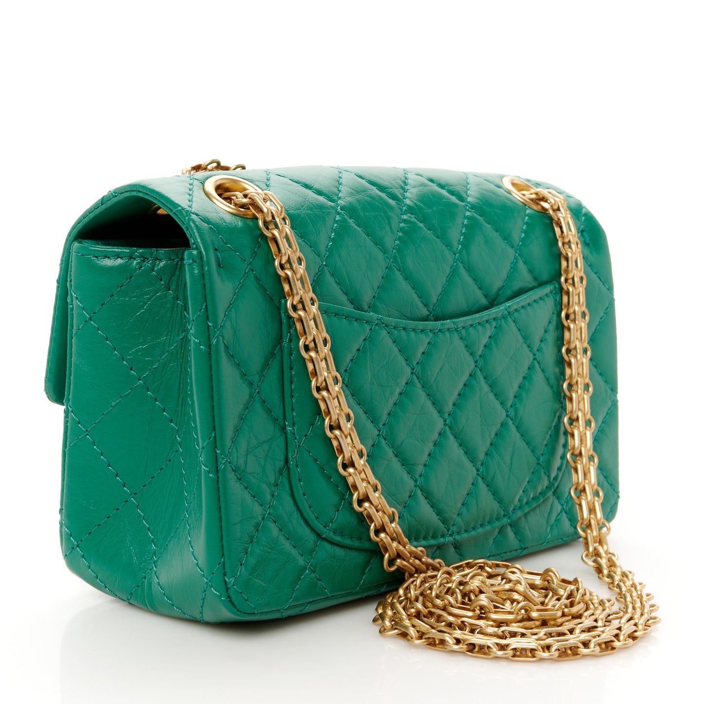 Aged Calfskin Quilted 2.55 Reissue Mini Flap Green