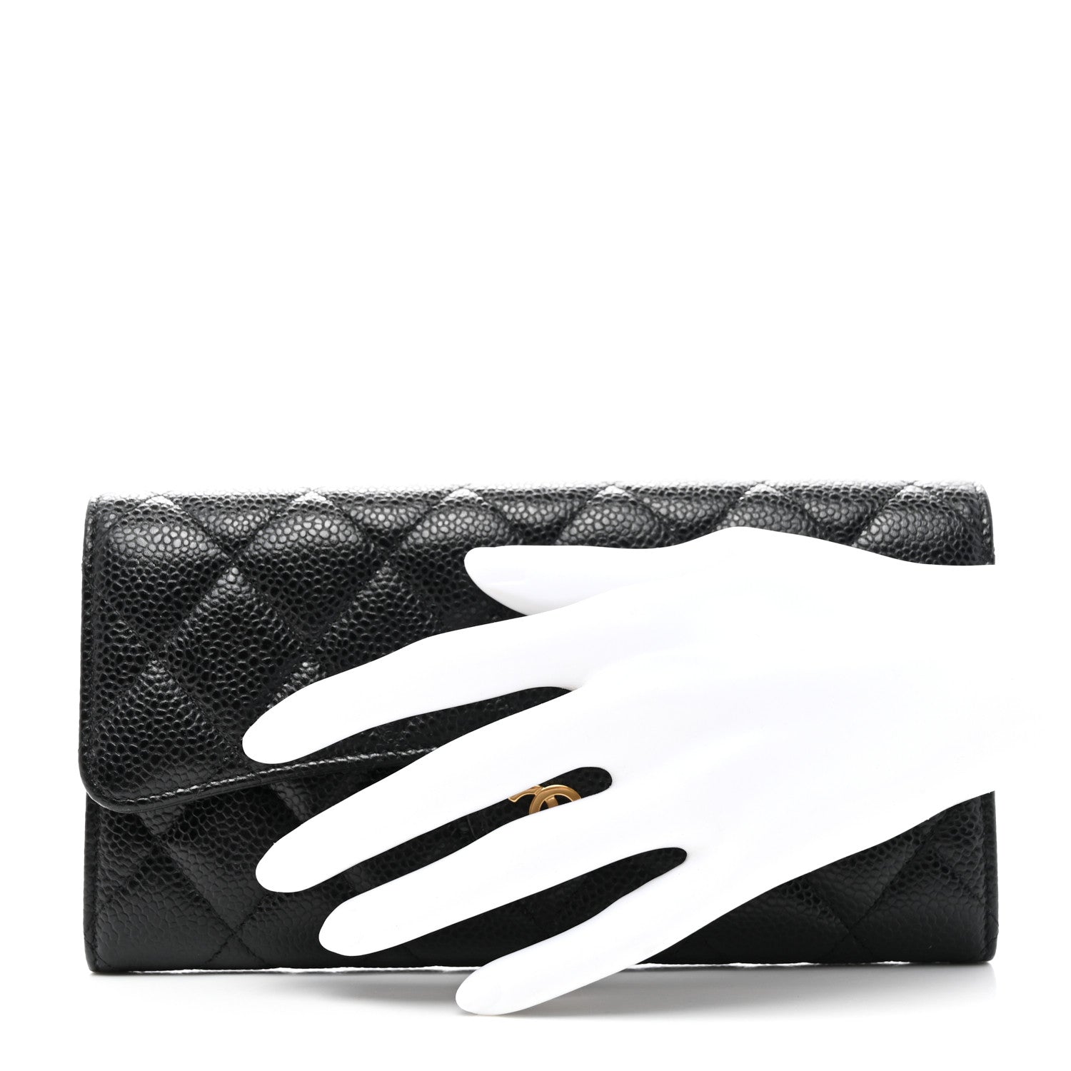 Chanel Caviar Quilted Large Gusset Flap Wallet Black 2 of 10