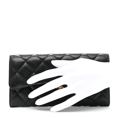Chanel Caviar Quilted Large Gusset Flap Wallet Black 2 of 10