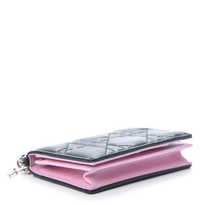 Christian Dior Lambskin Cannage Bi-Color Small Lady Dior Flap Card Holder Black Pink 4 of 8