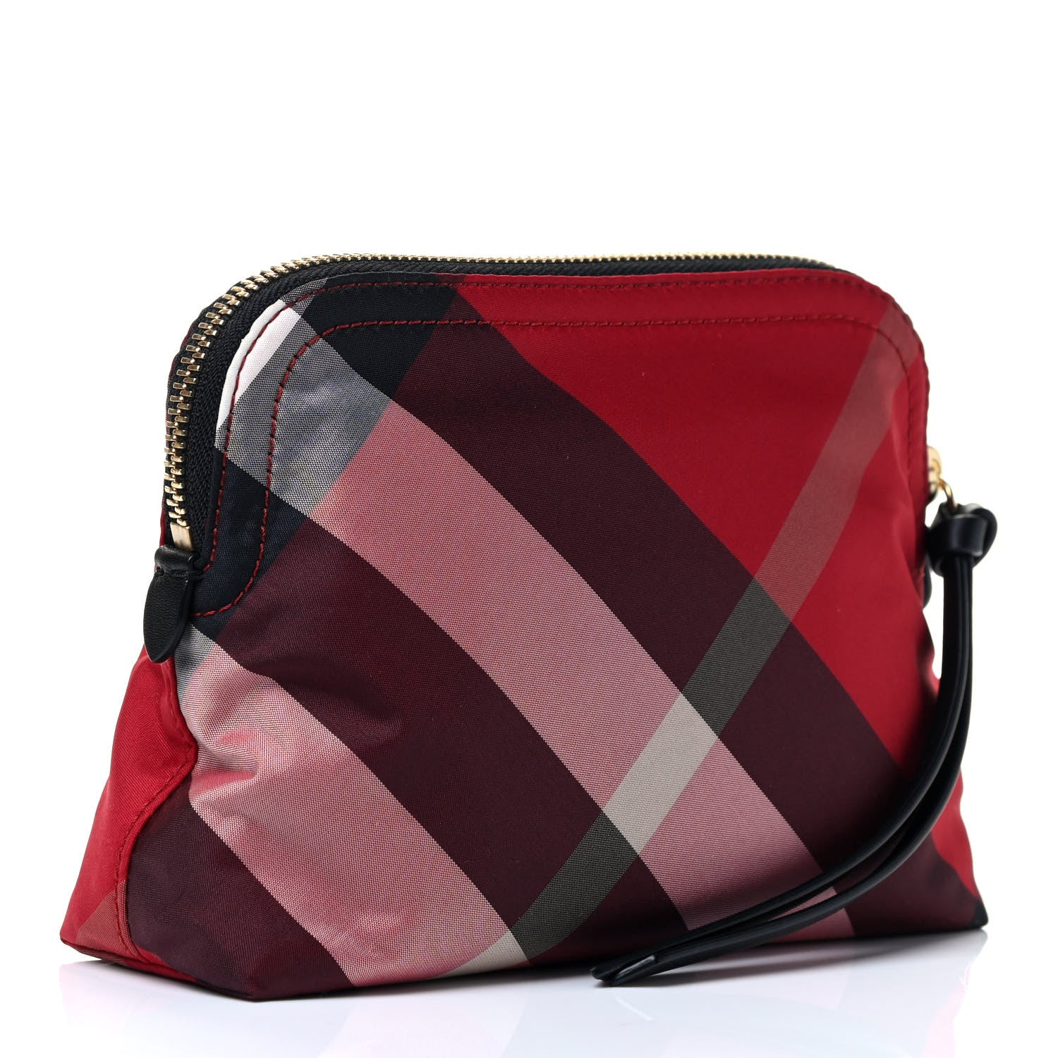 Burberry Nylon Nova Check Zip Top Pouch Red 2 of 4