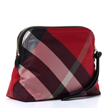 Burberry Nylon Nova Check Zip Top Pouch Red 2 of 4