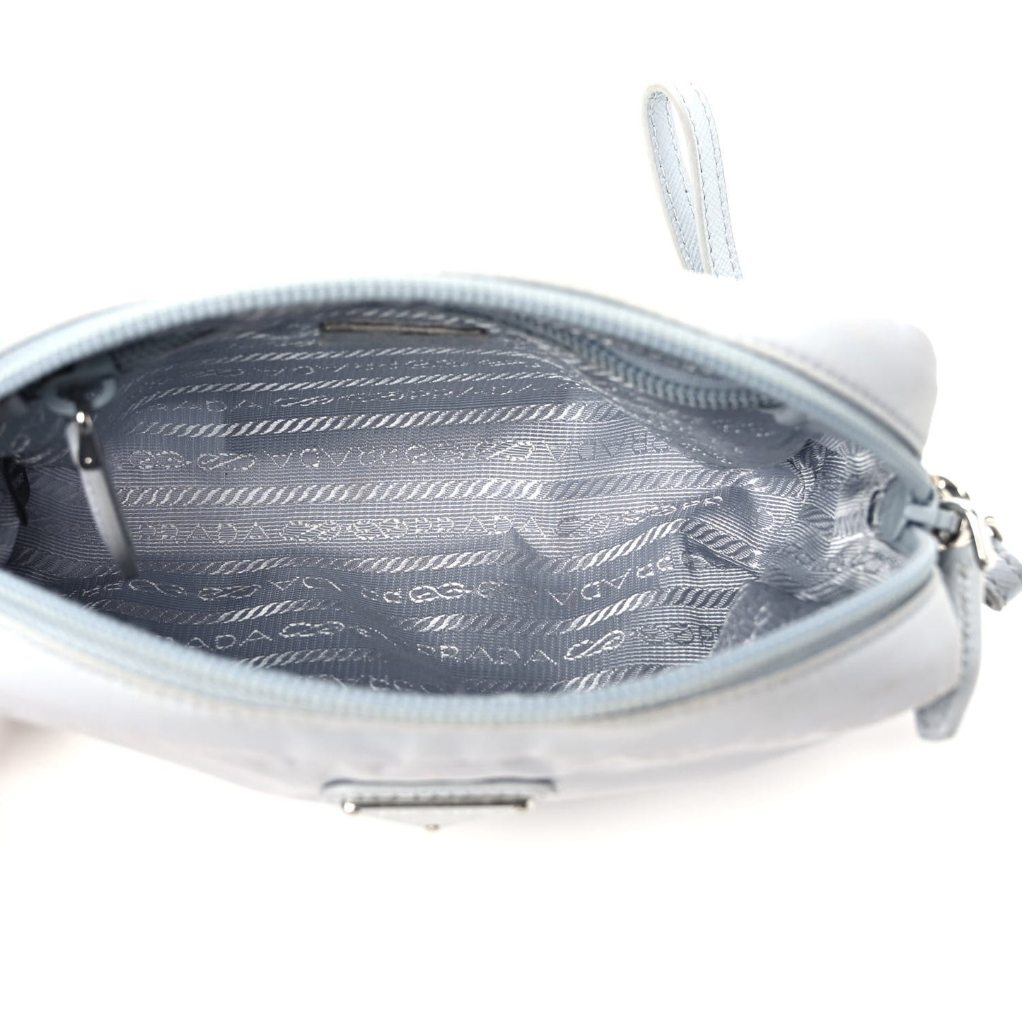 Tessuto Nylon Vela Saffiano Necessaire Wristlet Pouch Fiordaliso