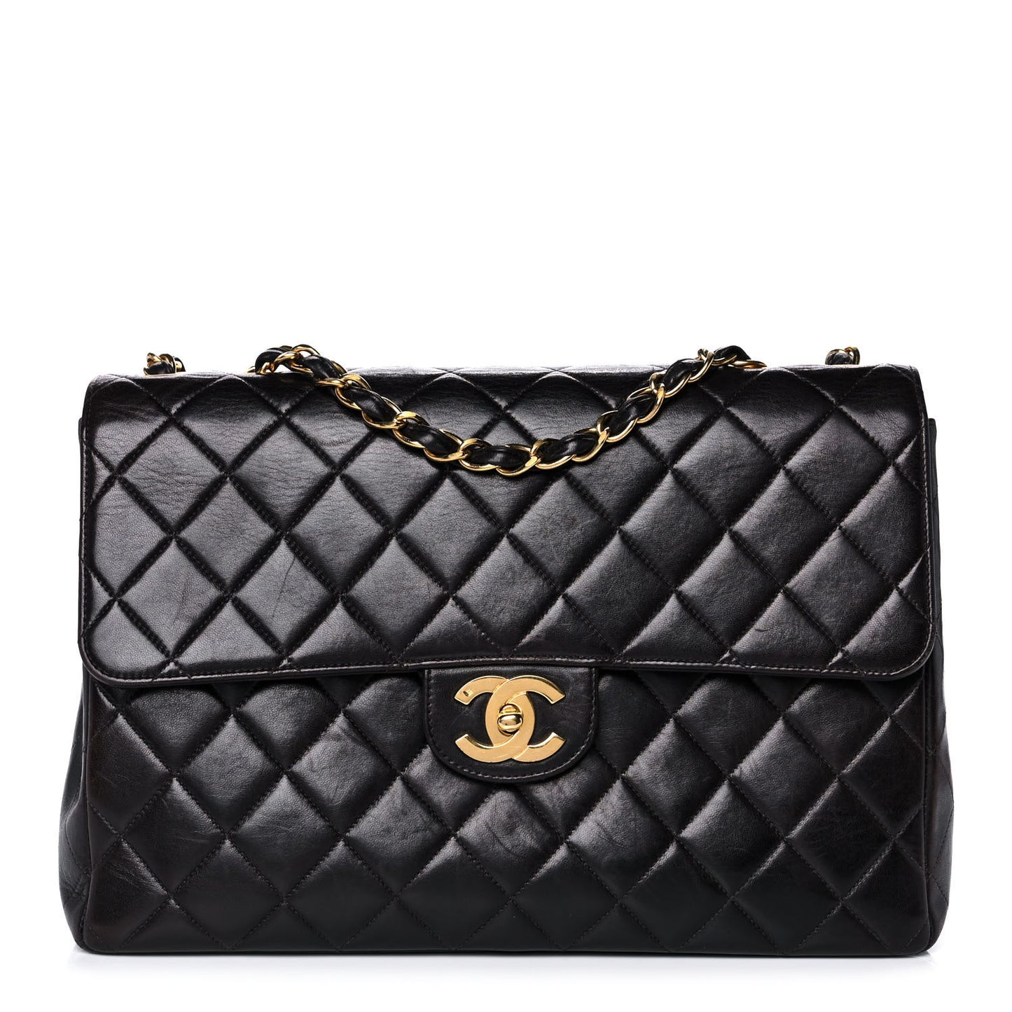 Lambskin Jumbo Single Flap Dark Brown