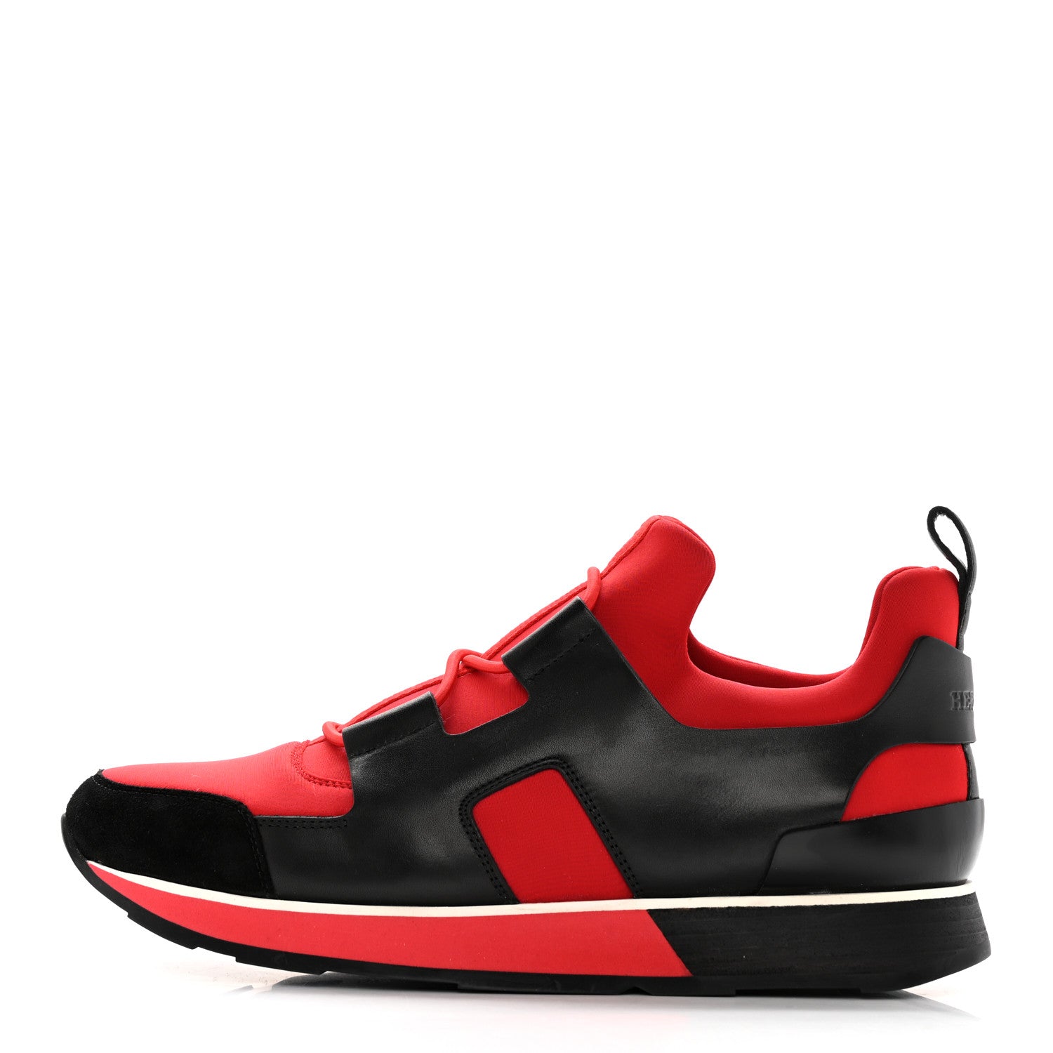 Hermes Technical Canvas Calfskin Goatskin Womens Player Sneakers 39 Rouge Black 1 of 15