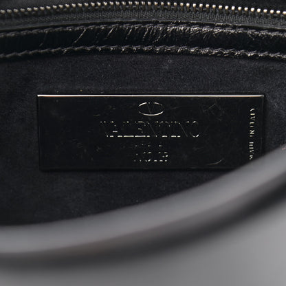 Valentino Garavani Craquele Calfskin Guitar Strap Rockstud Rolling Shoulder Flap Messenger Bag Black 5 of 11