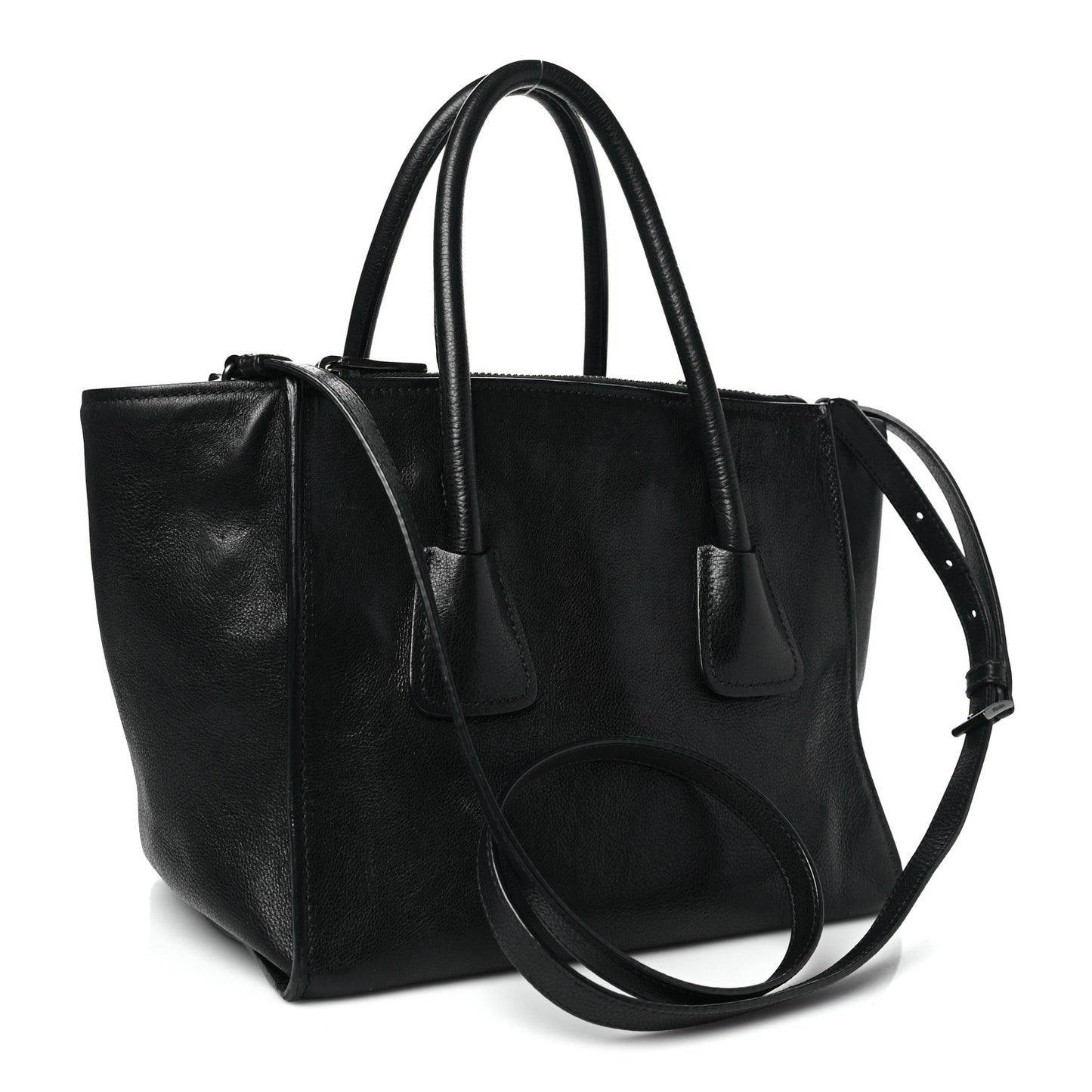 Glace Calf Twin Pocket Tote Black