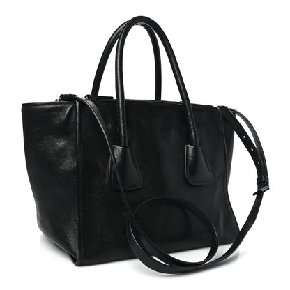 Prada Glace Calf Twin Pocket Tote Black 3 of 12