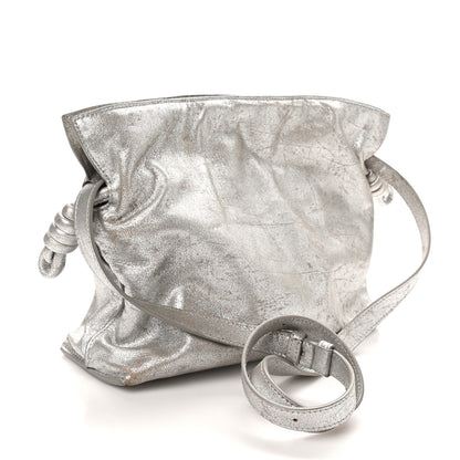 Loewe Distressed Metallic Lambskin Medium Flamenco Knot Bag Silver 3 of 9