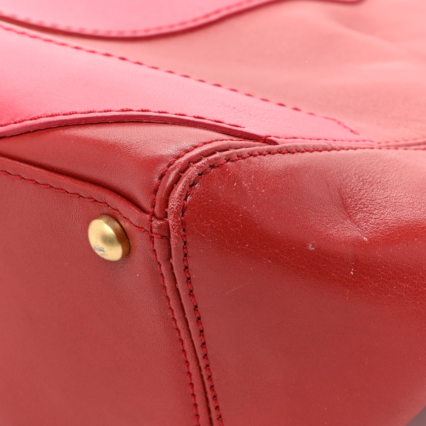 Calfskin CC Stitched Tote Red