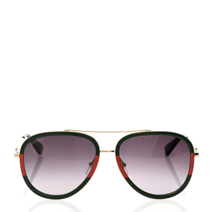 Gucci Web Aviator Sunglasses GG0062S Green Red 2 of 8
