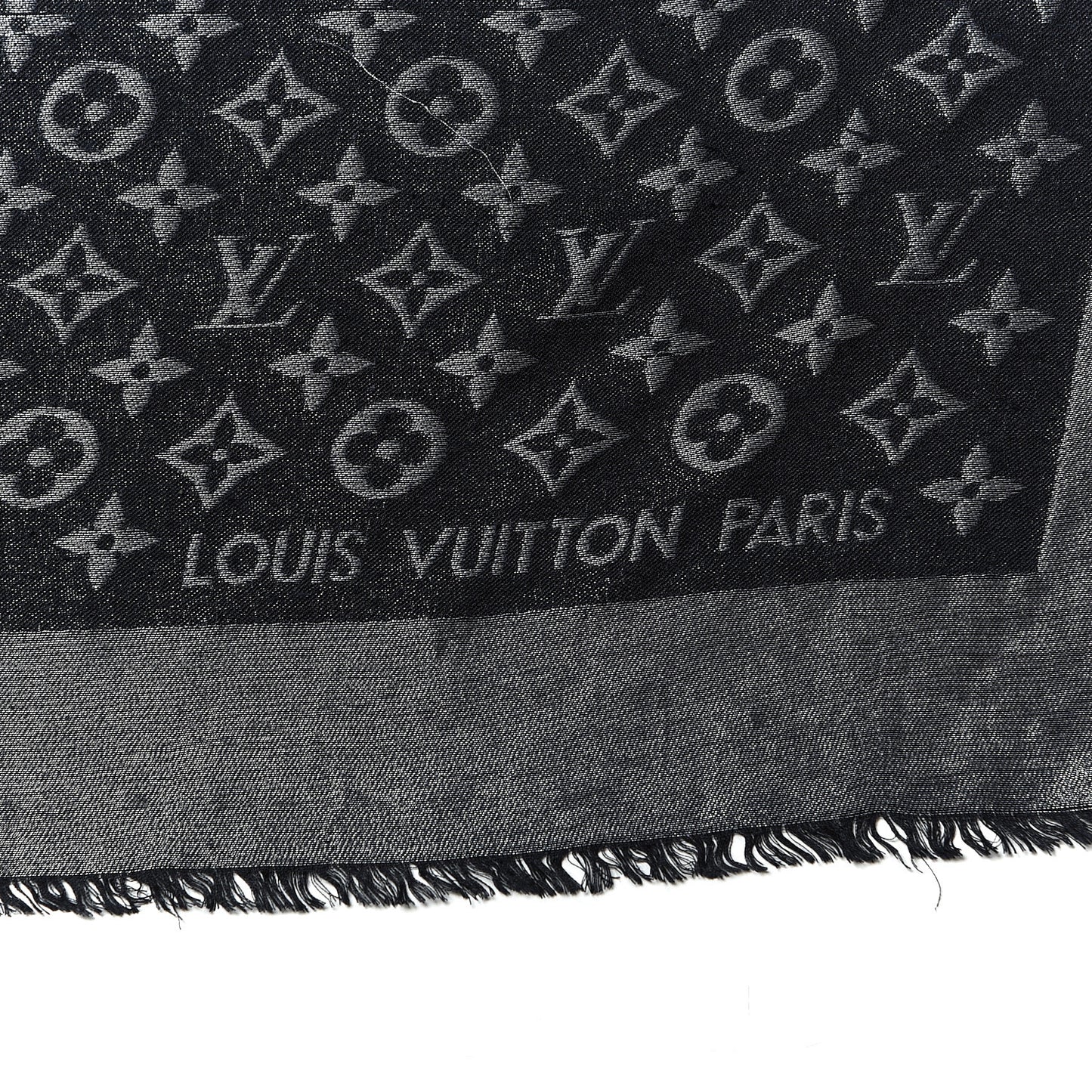 Silk Lurex Wool Monogram Shine Shawl Black