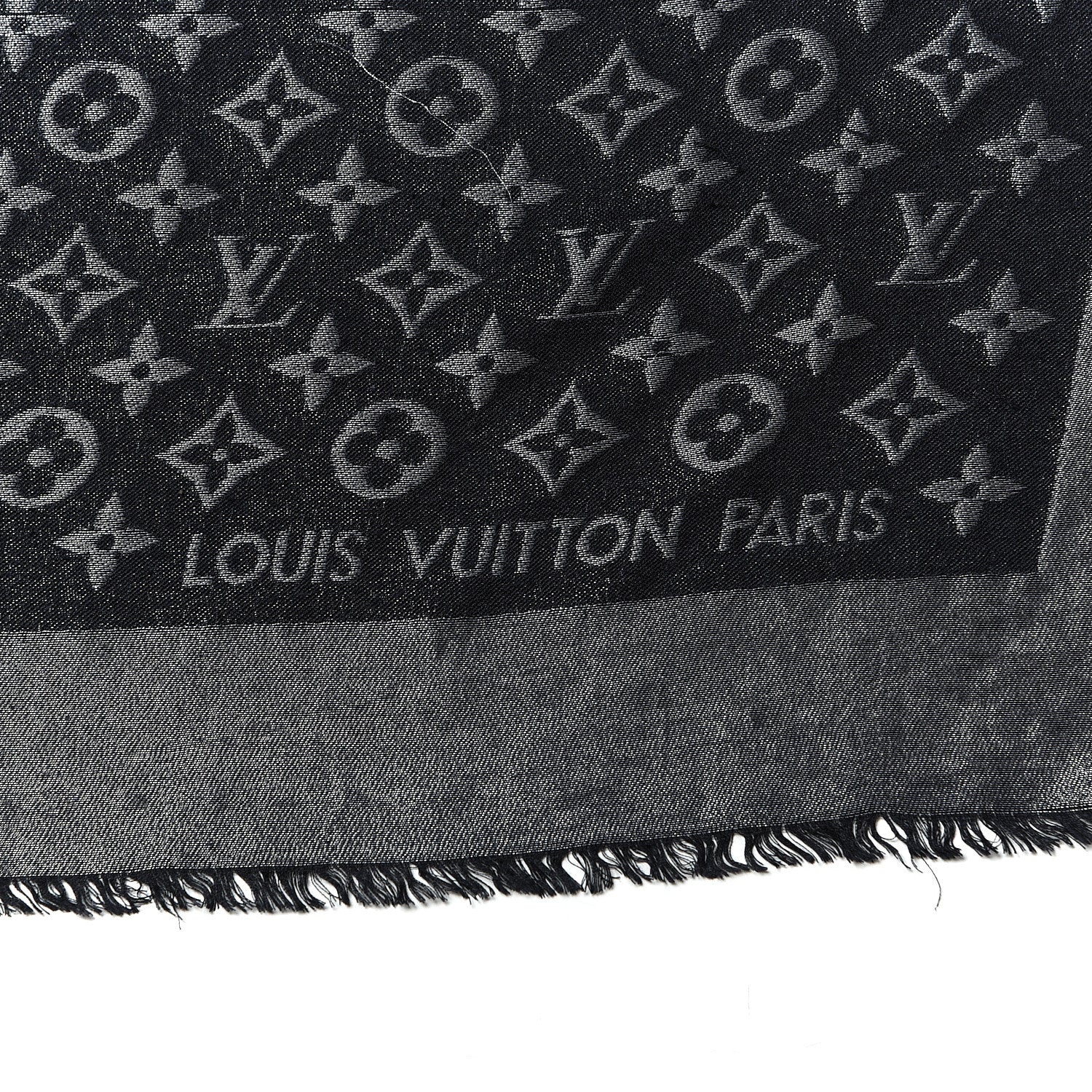 Louis Vuitton Silk Lurex Wool Monogram Shine Shawl Black 3 of 7