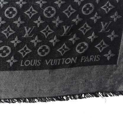 Louis Vuitton Silk Lurex Wool Monogram Shine Shawl Black 3 of 7
