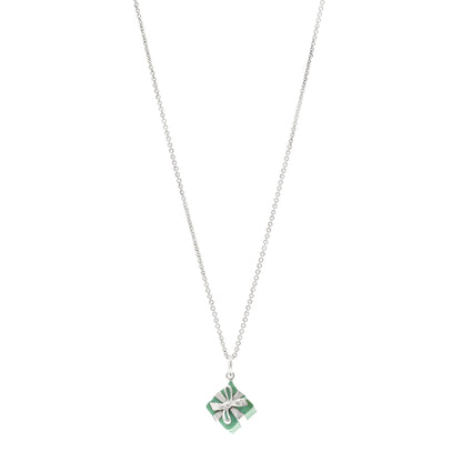 Tiffany Sterling Silver Enamel Gift Box Charm Necklace Blue 1 of 4