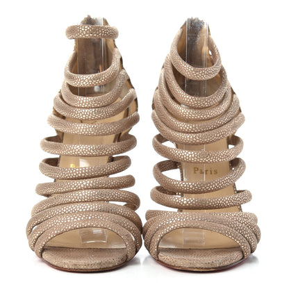 Christian Louboutin Metallic Suede Strappy Sandals 39.5 Gold 2 of 14