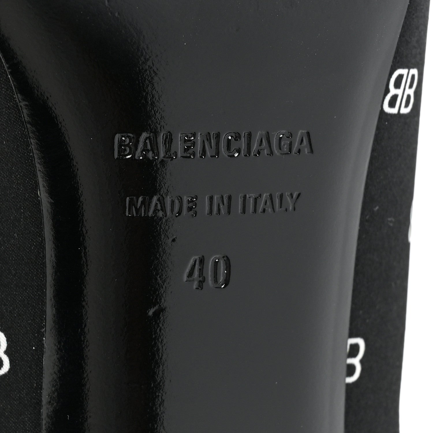 Balenciaga Crepe Satin BB Printed Knife Pointed Toe 40mm Mules 40 Black White 6 of 12
